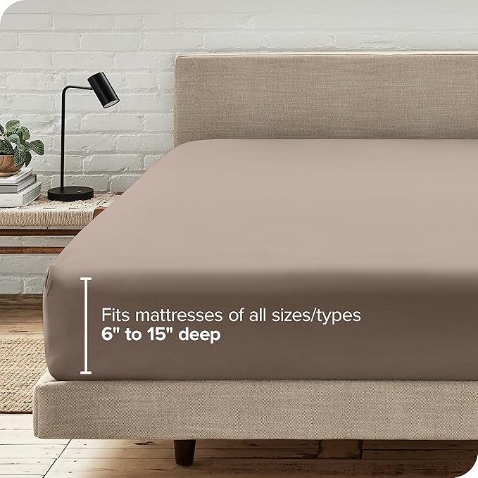 Bare Home Fitted Bottom Sheet King Size - Premium 1800 Microfiber - Ultra-Soft Hotel Luxury - Deep Pocket - Durable and Long Lasting - Fitted Sheet (King, Taupe)