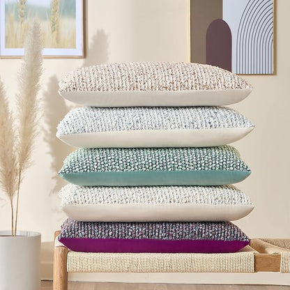 Decorative Couch Throw Pillow Covers 22x22 Purple Striped Soft Wool Pillow Covers Neutral Textured Boho Cushion Covers for Modern Farmhouse Sofa Bedroom Living Room Decor SY011-E22