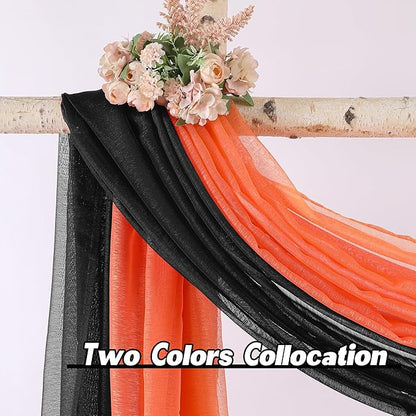 DONREN Jet Black Window Scarf Curtains for Outdoor Decoration - Add Luxury Beautiful Elegant Effect to Curtain Panels (1 Panel, 52 x 216 Inches Long)