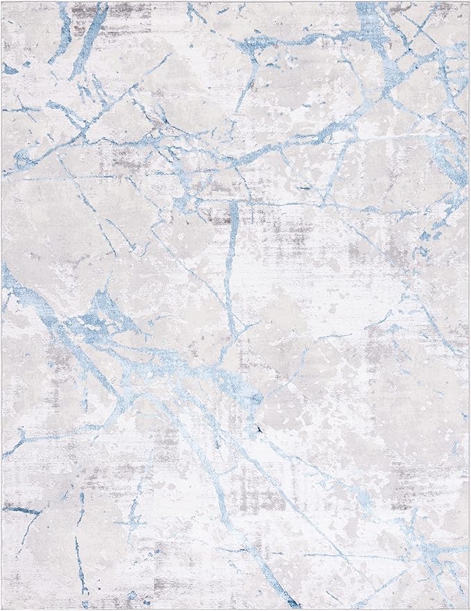 SAFAVIEH Amelia Collection Area Rug - 10' x 14', Grey & Blue, Modern Abstract Design, Non-Shedding & Easy Care, Ideal for High Traffic Areas in Living Room, Bedroom (ALA293F)