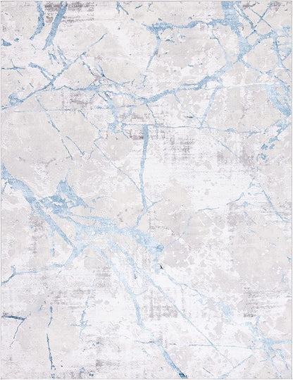 SAFAVIEH Amelia Collection X-Large Area Rug - 12' x 15', Grey & Blue, Modern Abstract Design, Non-Shedding & Easy Care, Ideal for High Traffic Areas in Living Room, Bedroom (ALA293F)