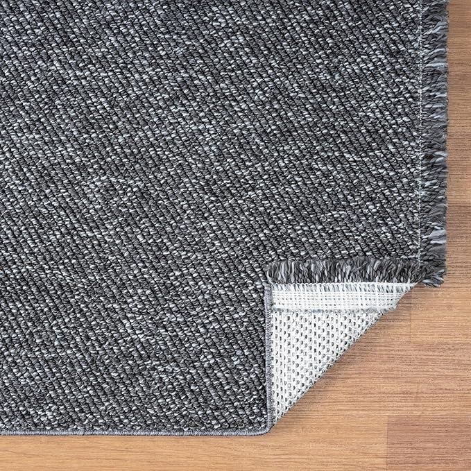 LUXE WEAVERS Solid Machine Woven Smoke 9x12 Area Rug, Indoor Stain-Resistant Carpet