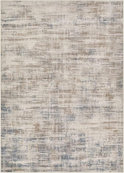 Area Rug for Living Room: 9x12 Washable Neutral Abstract Modern Soft Rugs Non Slip Indoor Floor Stain Resistant Large Carpet for Bedroom Dining Room Office Nursery - Brown