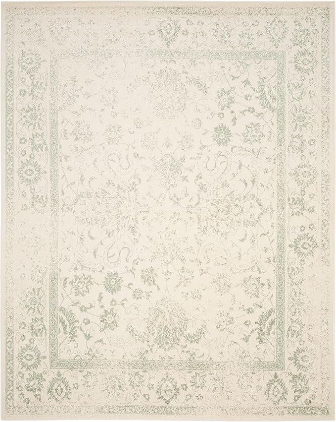 SAFAVIEH Area Rug 12x18 - Adirondack Collection - Large - Ivory & Sage, Distressed Vintage Floral Design, Non-Shedding & Easy to Clean, Ideal for Living Room, Bedroom, Dining Space (ADR109V)