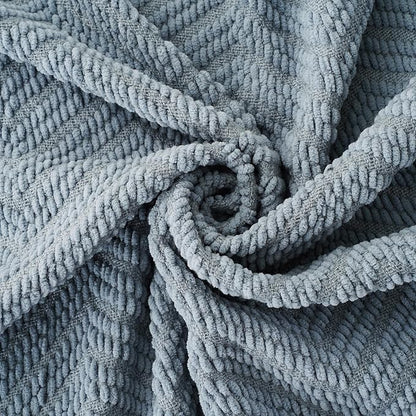 BATTILO HOME Bluish Grey Chenille Throw Blanket for Couch, Knit Throw Blanket,Super Soft Warm Home Decor Throw Blanket with Tassels for Bed,Sofa and Living Room,50" x 60"