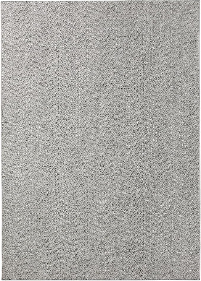 TOWN & COUNTRY BASICS Pax Herringbone Textured Solid Everwash® Washable Area Rug, Low Pile, Non-Slip Backing, Easy Clean Pet & Family Friendly Rug, Grey, 9'10"x14'