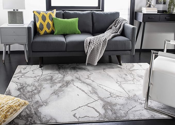 SAFAVIEH Craft Collection Area Rug - 9' x 12', Grey & Silver, Modern Abstract Design, Non-Shedding & Easy Care, Ideal for High Traffic Areas in Living Room, Bedroom (CFT877G)
