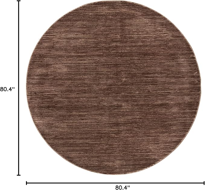 SAFAVIEH Vision Collection Area Rug - 6'7" Round, Brown, Modern Ombre Design, Non-Shedding & Easy to Clean, Ideal for Living Room, Bedroom, Dining Space (VSN606E)