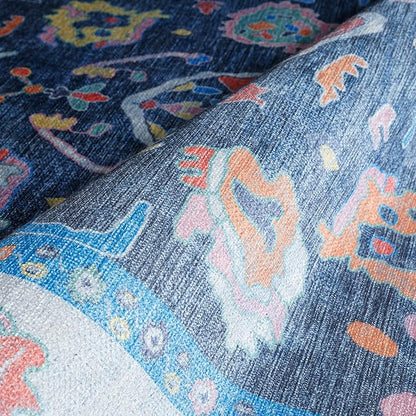 Fame Rugs Blue Modern Oushak Rug 10x13, Vintage Turkish Colorful Oriental Washable Antique Inspired Oversize Area Rugs, Luxury Living Room Bedroom (387BNB, 10' x 13')