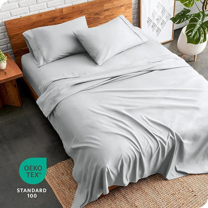 Bare Home California King Sheet Set - 1800 Ultra-Soft Microfiber Cal King Bed Sheets - Double Brushed - Deep Pockets - Easy Fit - 4 Piece Set - Bed Sheets (Cal King, French Grey)