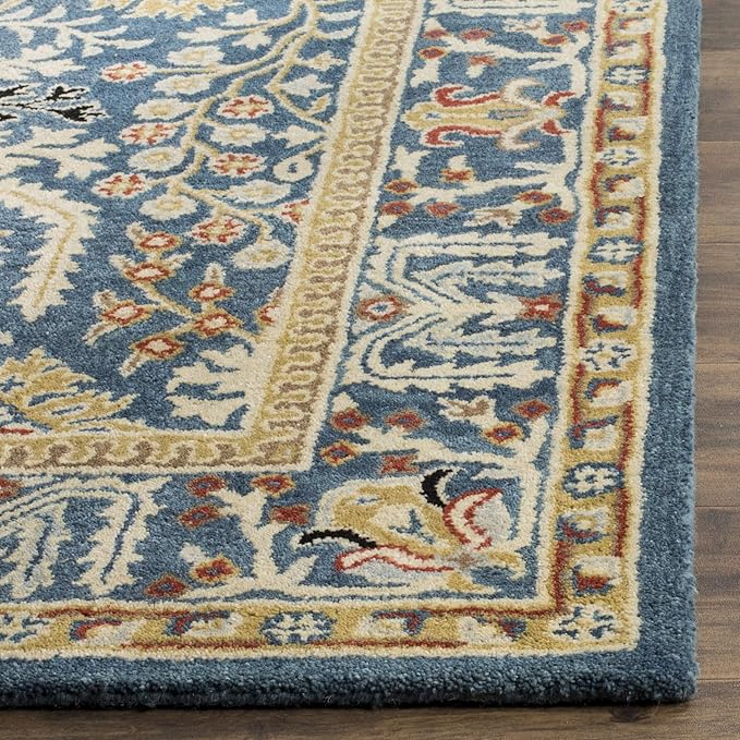 SAFAVIEH Antiquity Collection Runner Rug - 2'3" x 8', Dark Blue & Multi, Handmade Traditional Oriental Wool, Ideal for High Traffic Areas in Living Room, Bedroom (AT64B)