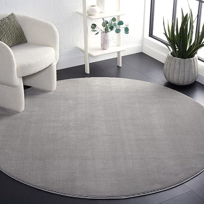 SAFAVIEH Revive Collection Area Rug - 6'7" Round, Grey, Solid Design, Non-Shedding & Easy Care, Ideal for High Traffic Areas in Living Room, Bedroom (REV102F)