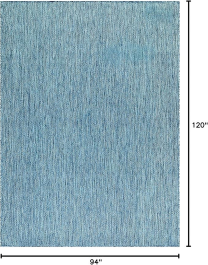 Washable Indoor Outdoor Rug Weather Resistant Carpet Modern Solid for Porch Deck Balcony Backyard Patio Rug 8x10 Aqua Blue