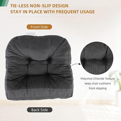 RACE LEAF 4 Pack Patio Chair Cushions 19x19 Inch, Waterproof Memory Foam Cushions with Tufted Cover and Non-Slip Base for Patio Furniture (Gray)