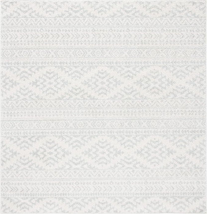 SAFAVIEH Tulum Collection Area Rug - 11' Square, Ivory & Light Grey, Moroccan Boho Tribal Design, Non-Shedding & Easy to Clean, Ideal for Living Room, Bedroom, Dining Space (TUL272G)