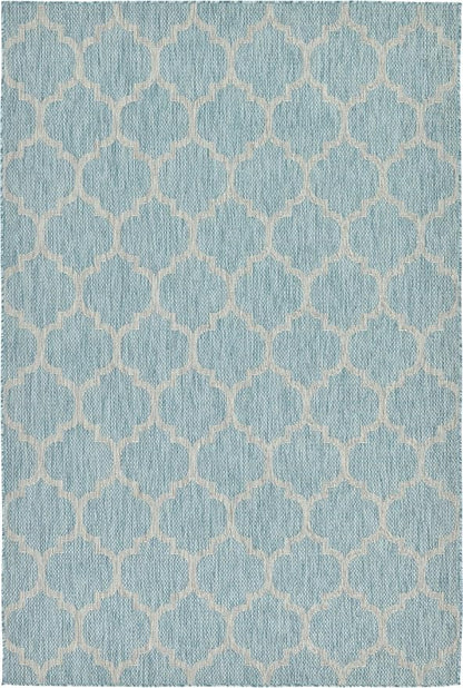 Unique Loom Outdoor Trellis Collection Area Rug (6' 1" x 9' Rectangle, Aquamarine/ Gray)