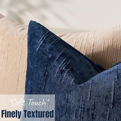 Set of 2 Soft Textured Throw Pillow Covers 12x20, Invisible Zipper Neutral Cushion Cases, Easy - Care Decorative Farmhouse Decor for Living Room Couch (Blue, 12" x 20" (Pack of 2))