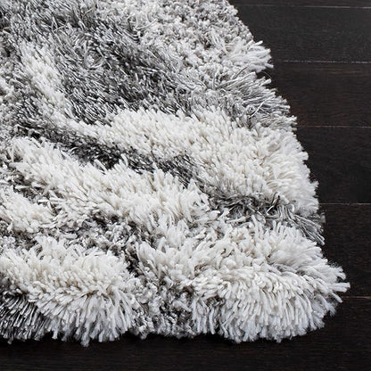 SAFAVIEH Horizon Shag Collection Runner Rug - 2' x 15', Grey & Ivory, Modern Abstract Design, Plush 2.5-inch Thick, Ideal for High Traffic Areas in Living Room, Bedroom, Dining (HZN890F-215)