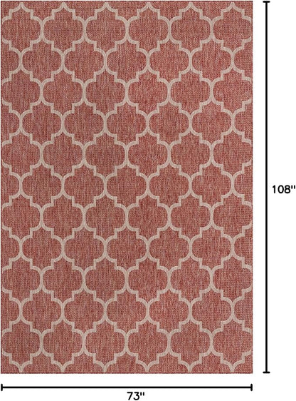 Unique Loom Outdoor Trellis Collection Area Rug (6' 1" x 9' Rectangle, Rust Red/ Ivory)