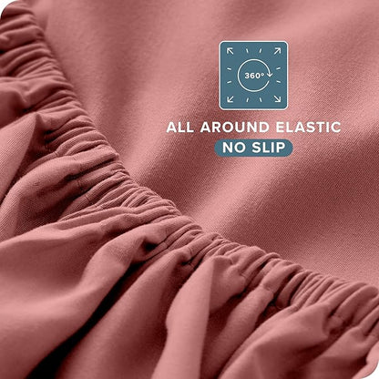 Bare Home Full Sheet Set - Luxury 1800 Ultra-Soft Microfiber Full Bed Sheets - Double Brushed - Deep Pockets - Easy Fit - 4 Piece Set - Bedding Sheets & Pillowcases (Full, Dusty Rose)
