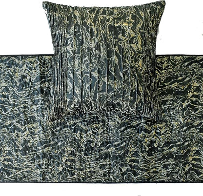The HomeCentric King/Queen/Twin Black Decorative Bed Runner Twin 53"x18" Bed Runner Without Pillow Cover, Marble Pattern, Pintucks, Quilted Bed Scarf on Jacquard Fabric - Stellaris
