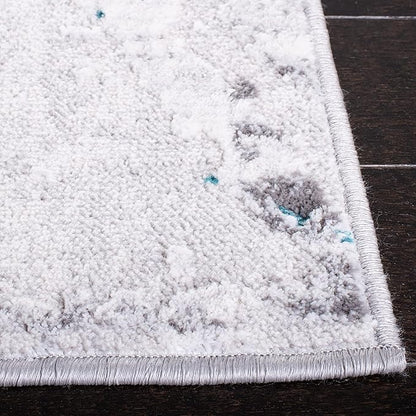 SAFAVIEH Amelia Collection Area Rug - 6'7" Square, Grey & Aqua, Modern Abstract Design, Non-Shedding & Easy Care, Ideal for High Traffic Areas in Living Room, Bedroom (ALA293H)