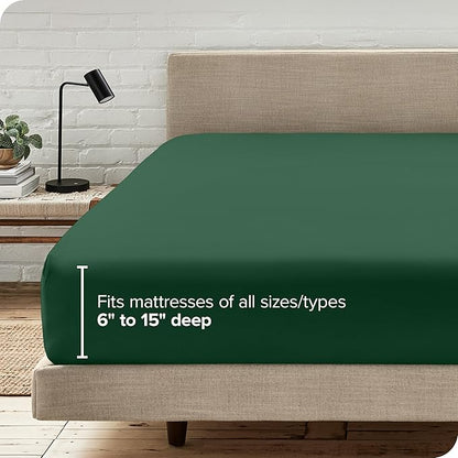 Bare Home Fitted Bottom Sheet Twin XL Size - Premium 1800 Microfiber - Ultra-Soft Hotel Luxury - Deep Pocket - Durable and Long Lasting (Twin XL, Forest Green)