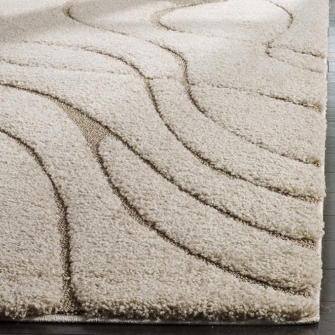 SAFAVIEH Florida Shag Collection Area Rug - 5'3" x 7'6", Cream & Beige, Non-Shedding & Easy Care, 1.2-inch Thick Ideal for High Traffic Areas in Living Room, Bedroom (SG471-1113)
