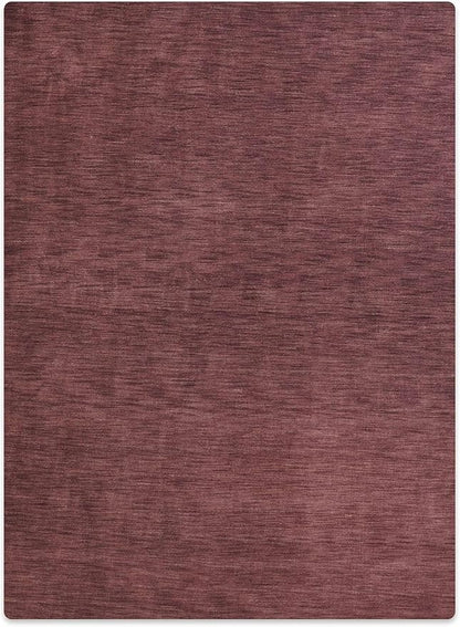Hand Knotted Loom Wool ECO-Friendly Area Rugs - 6'7''x9'10'', Rectangle, Purple Color, Solid Plain Design, High Pile Thick Handmade Anti Skid Rugs for Living Room (L00111)