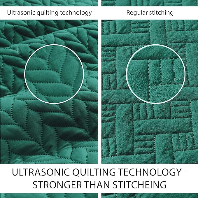 IR Imperial Rooms California King Quilt Bedding Set Size (118"x106") + 2 Pillow Shams (20" x 36"+ 2") - 3 Pcs All Season Reversible Microfiber Coverlet Embossed Quilt Bedspread (Emerald)