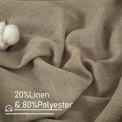LAMIT Taupe Linen Curtains for Living Room, 84 inch Length Light Filtering Semi Sheer Drapes Back Tab and Rod Pocket Boho Farmhouse Panels for Bedroom, 2 Panels, 34 x 84 Inch