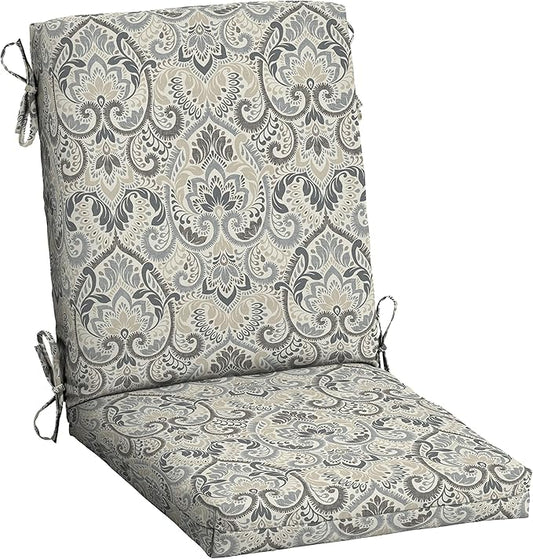 Arden Outdoor Dining Chair Cushion, 20 in x 20 in, Weather-Proof, Rain-Proof, Fade Resistant Patio Cushion for Patio, Dining, or Rocking Chairs 20 x 20, Neutral Aurora Damask