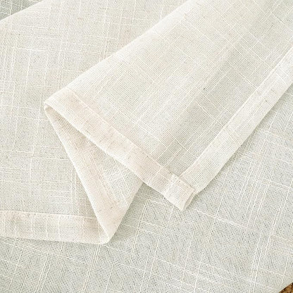 LAMIT Light Filtering Linen Curtains 72 inches Long for Bedroom, Linen Textured Semi Sheer Back Tab and Rod Pocket Boho Drapes for Small Window/Living Room, Cream, 2 Panels, 34 x 72 Inch