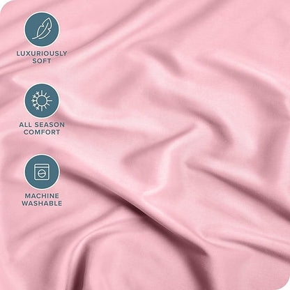 Bare Home Fitted Bottom Sheet Twin XL Size - Premium 1800 Microfiber - Ultra-Soft Hotel Luxury - Deep Pocket - Durable and Long Lasting (Twin XL, Light Pink)