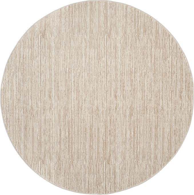 SAFAVIEH Vision Collection Area Rug - 6'7" Round, Cream, Modern Ombre Design, Non-Shedding & Easy to Clean, Ideal for Living Room, Bedroom, Dining Space (VSN606F)