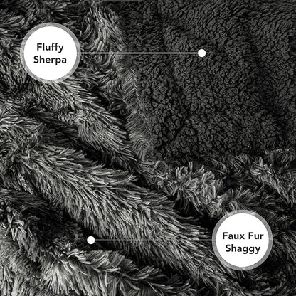 PetAmi Waterproof Dog Blanket for Medium Large Dogs, Calming Fleece Cat Blanket, Couch Protector Washable Sherpa Faux Fur Pet Throw for Puppy, Soft Reversible Leakproof 40x60 Tie-Dye Black