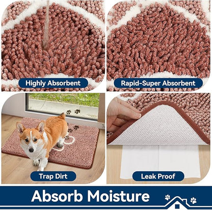 Bcoimo Super Absorbent Dog Door Mat, 36"*24" Anti Slip Mat for Muddy Paws, Pet Rugs for Dirty Paws Washable That Absorbs Moisture and Dirt, for Dog Cage and Pet Resting Carpet