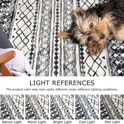 KUTA Moroccan Washable Runner Rugs 2x5, Non-Slip Vintage Black Navy Blue Boho Hallway Kitchen Rugs Ultra Soft Geometric Floor Carpet Runners for Bedroom Laundry Living Room
