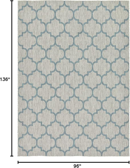 Unique Loom Outdoor Trellis Collection Area Rug (8' x 11' 4" Rectangle, Gray/ Ivory)