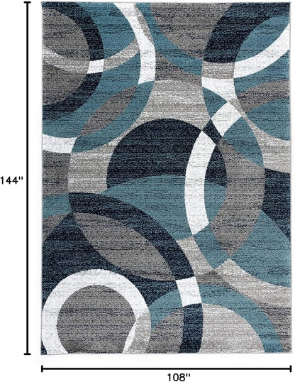Rugshop Contemporary Abstract Circles Perfect for high Traffic Areas of Your Living Room,Bedroom,Home Office,Kitchen Area Rug 9' x 12' Blue