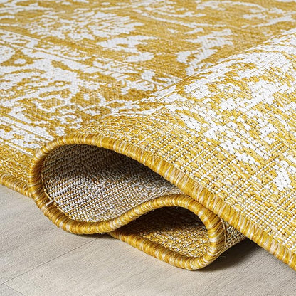 JONATHAN Y Weave Floral Indoor Outdoor Runner Rug 2X8 Yellow/Cream, Tela Bohemian Textured for Backyard, Patio, Porch, Easy-Cleaning, High Traffic, Pet-Friendly, Non-Shedding (SMB100E-28)