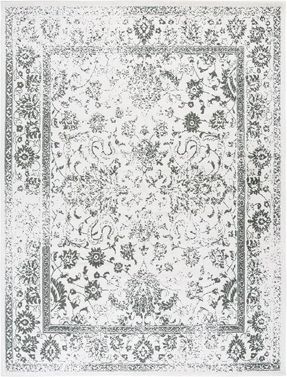 SAFAVIEH Area Rug 8x10 - Adirondack Collection - Large - Ivory & Dark Green, Distressed Vintage Floral Design, Non-Shedding & Easy to Clean, Ideal for Living Room, Bedroom, Dining Space (ADR109X)