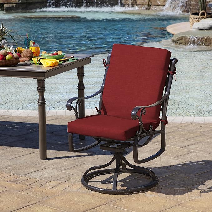 Arden Outdoor Dining Chair Cushion, 20 x 20, Rain-Proof, Fade Resistant, Ruby Red Leala
