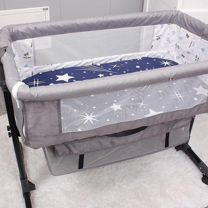 Belsden Pack of 3 Fitted Bassinet Sheet Set, Flexible Fit Various Bassinet, Adapts to Oval, Hourglasss and Rectangle Shaped Bassinet Pads, Cloudy Soft Washable Material, White Star & Navy & Navy Star