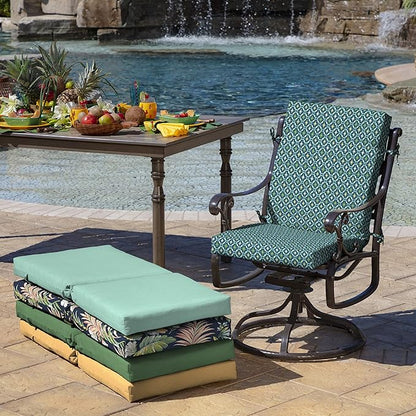 Arden Outdoor Dining Chair Cushion, 20 x 20, Rain-Proof, Fade Resistant, Alana Tile