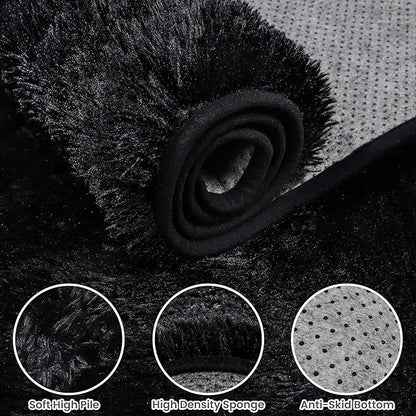 4x6 Area Rugs for Living Room Rug: Soft Fluffy Shag Black Rugs for Bedroom, Non-Slip Large Fuzzy Plush Rug Indoor Floor Carpet for Nursery Kids Boys Girls Room, Dorms, Playroom, Modern Home Decor
