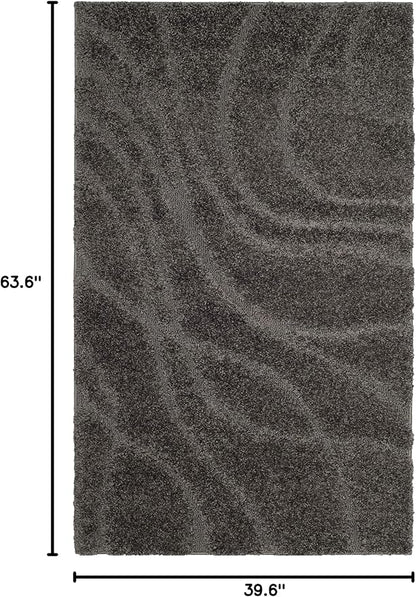 SAFAVIEH Florida Shag Collection Accent Rug - 3'3" x 5'3", Grey & Grey, Non-Shedding & Easy Care, 1.2-inch Thick Ideal for High Traffic Areas in Entryway, Living Room, Bedroom (SG471-8080)