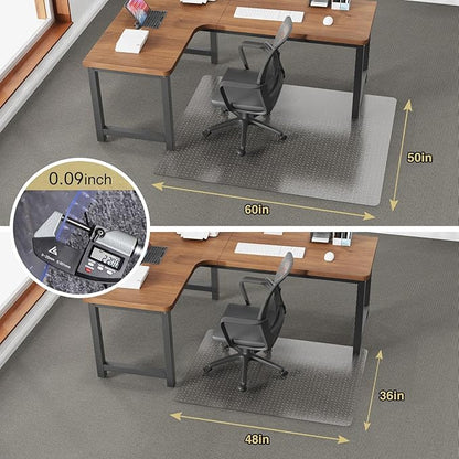 50”x 60”Carpet Floor Mat for Office Chair, Clear Desk Chair Floor Mat for Carpet for Medium/Low Pile, HeavyDuty Chair Mats for Carpeted Floors, Studded Desk Mat for Carpets for Homes and Offices