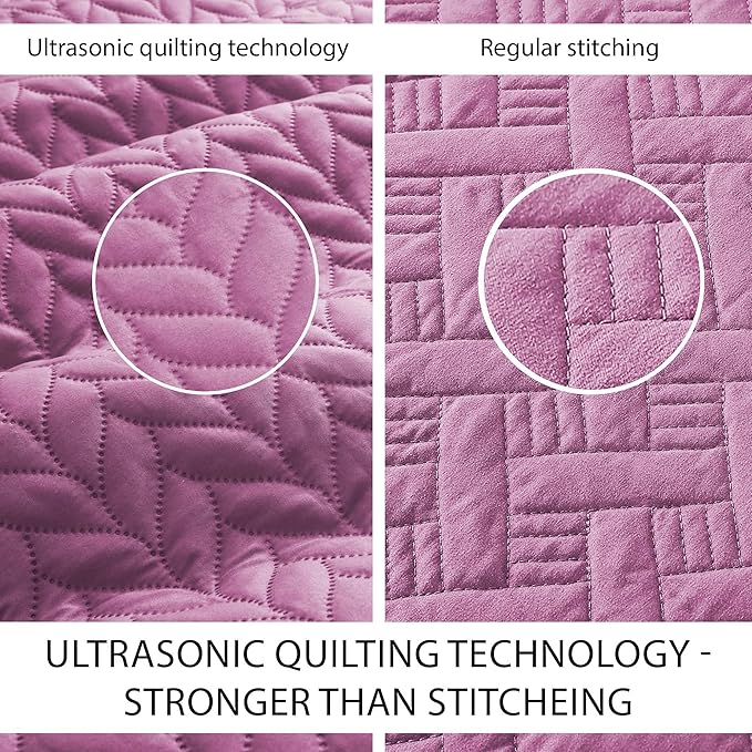 IR Imperial Rooms Queen Quilt Bedding Set Size (90" x 96") + 2 Pillow Shams (20" x 26"+ 2") - 3 Pcs All Season Lightweight Reversible Microfiber Coverlet Embossed Quilt Bedspread (Purple)