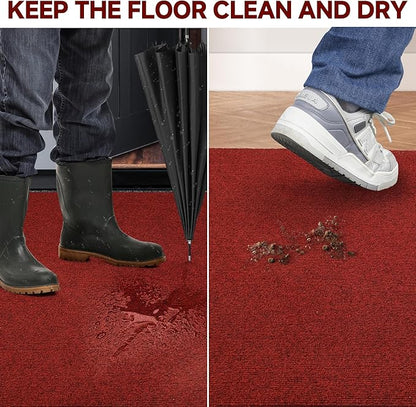 jxgzyy Red Runner Rugs 2'11" x 16'5", Non Slip Entrance Doormat, 0.25” Thickness Indoor Outdoor Carpet Runner with Rubber Backing, Waterproof Custom Size Heavy Duty Floor Mat for Hallway Laundry Patio